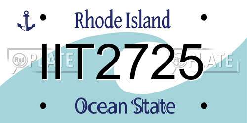 IIT2725 Rhode Island License Plate