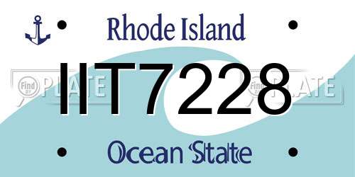 IIT7228 Rhode Island License Plate