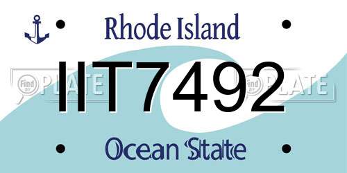 IIT7492 Rhode Island License Plate