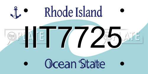 IIT7725 Rhode Island License Plate