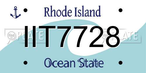 IIT7728 Rhode Island License Plate