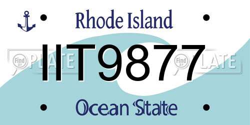 IIT9877 Rhode Island License Plate