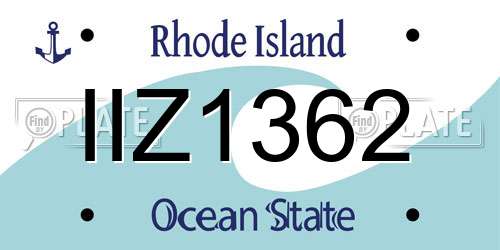 IIZ1362 Rhode Island License Plate