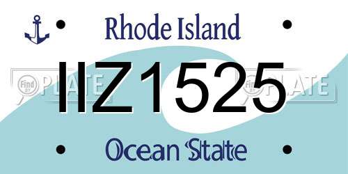 IIZ1525 Rhode Island License Plate