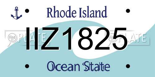 IIZ1825 Rhode Island License Plate