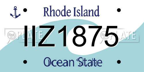 IIZ1875 Rhode Island License Plate