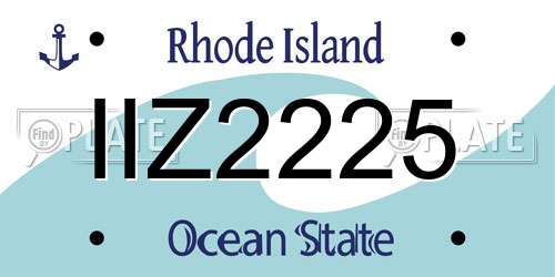 IIZ2225 Rhode Island License Plate