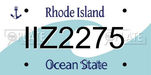 IIZ2275 Rhode Island License Plate