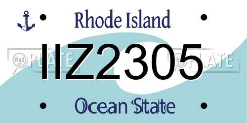 IIZ2305 Rhode Island License Plate