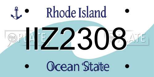 IIZ2308 Rhode Island License Plate
