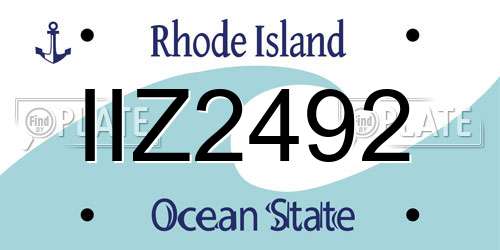 IIZ2492 Rhode Island License Plate