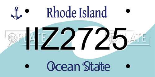 IIZ2725 Rhode Island License Plate