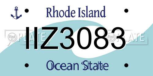 IIZ3083 Rhode Island License Plate