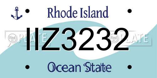 IIZ3232 Rhode Island License Plate