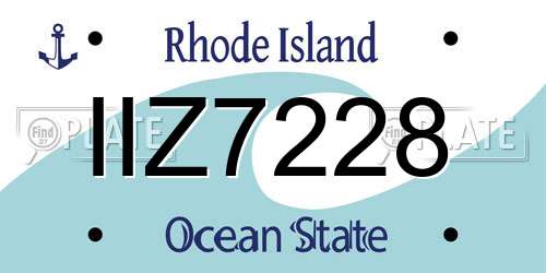 IIZ7228 Rhode Island License Plate