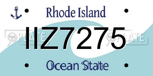 IIZ7275 Rhode Island License Plate