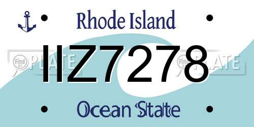 IIZ7278 Rhode Island License Plate