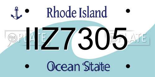 IIZ7305 Rhode Island License Plate