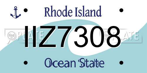 IIZ7308 Rhode Island License Plate