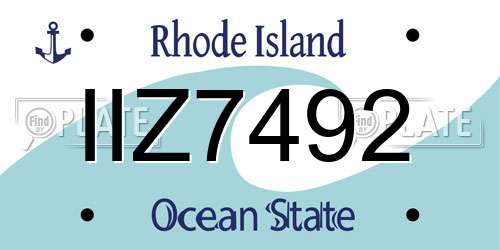 IIZ7492 Rhode Island License Plate