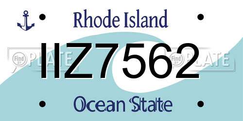 IIZ7562 Rhode Island License Plate