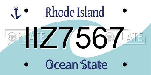 IIZ7567 Rhode Island License Plate