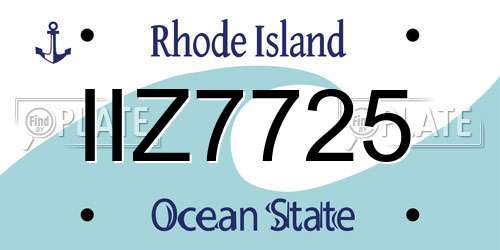 IIZ7725 Rhode Island License Plate