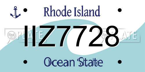 IIZ7728 Rhode Island License Plate