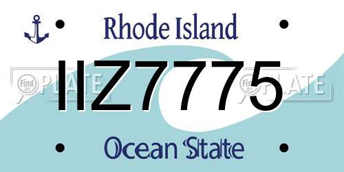 IIZ7775 Rhode Island License Plate