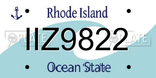 IIZ9822 Rhode Island License Plate