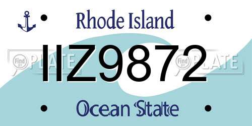 IIZ9872 Rhode Island License Plate