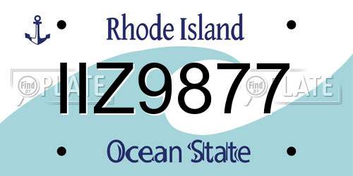 IIZ9877 Rhode Island License Plate