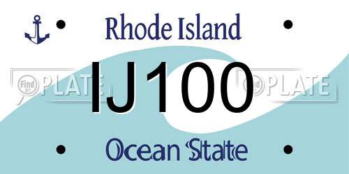 IJ100 Rhode Island License Plate