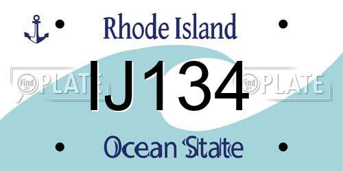 IJ134 Rhode Island License Plate