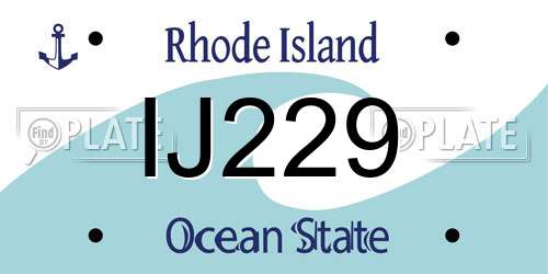 IJ229 Rhode Island License Plate