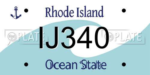 IJ340 Rhode Island License Plate