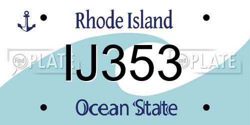 IJ353 Rhode Island License Plate