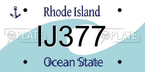 IJ377 Rhode Island License Plate