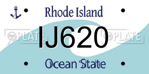 IJ620 Rhode Island License Plate