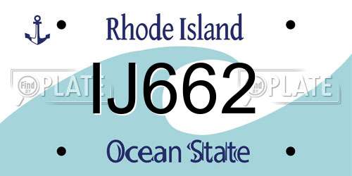 IJ662 Rhode Island License Plate