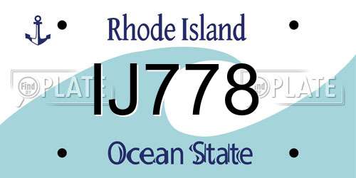 IJ778 Rhode Island License Plate
