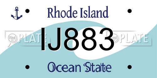 IJ883 Rhode Island License Plate
