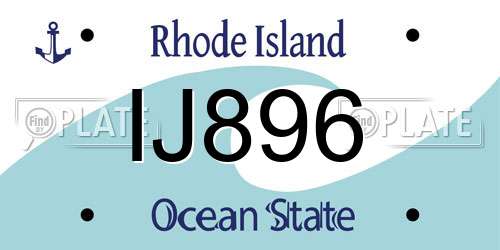 IJ896 Rhode Island License Plate