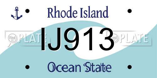 IJ913 Rhode Island License Plate
