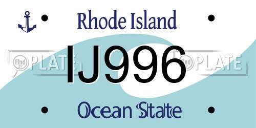 IJ996 Rhode Island License Plate