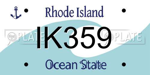 IK359 Rhode Island License Plate
