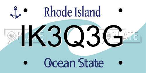 IK3Q3G Rhode Island License Plate