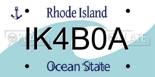 IK4B0A Rhode Island License Plate