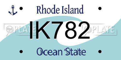 IK782 Rhode Island License Plate