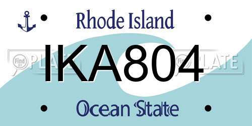 IKA804 Rhode Island License Plate